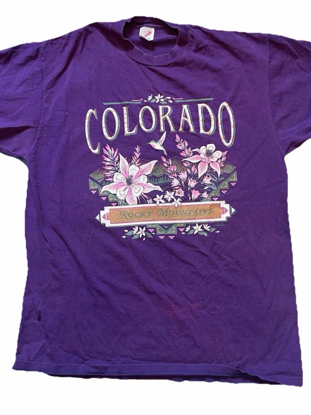 Jerzees Purple Colorado Rocky Mountains Graphic Tee